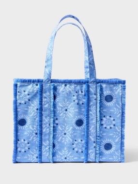 Roller Rabbit x Target Star Medallion Fringe Canvas Tote Bag Blue